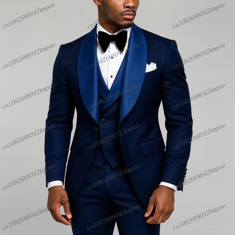 Men'S Grooming Jacket - Nuevo traje Formal azul marino para