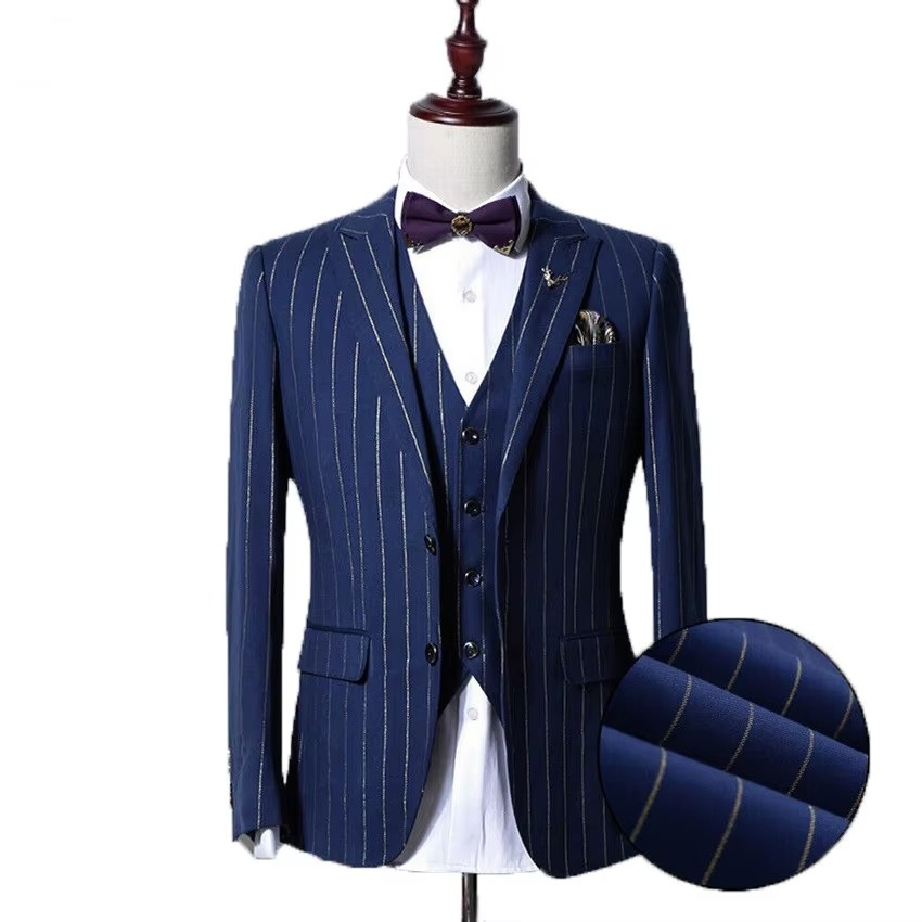 Men'S Grooming Jacket - Trajes de hombre a rayas doradas