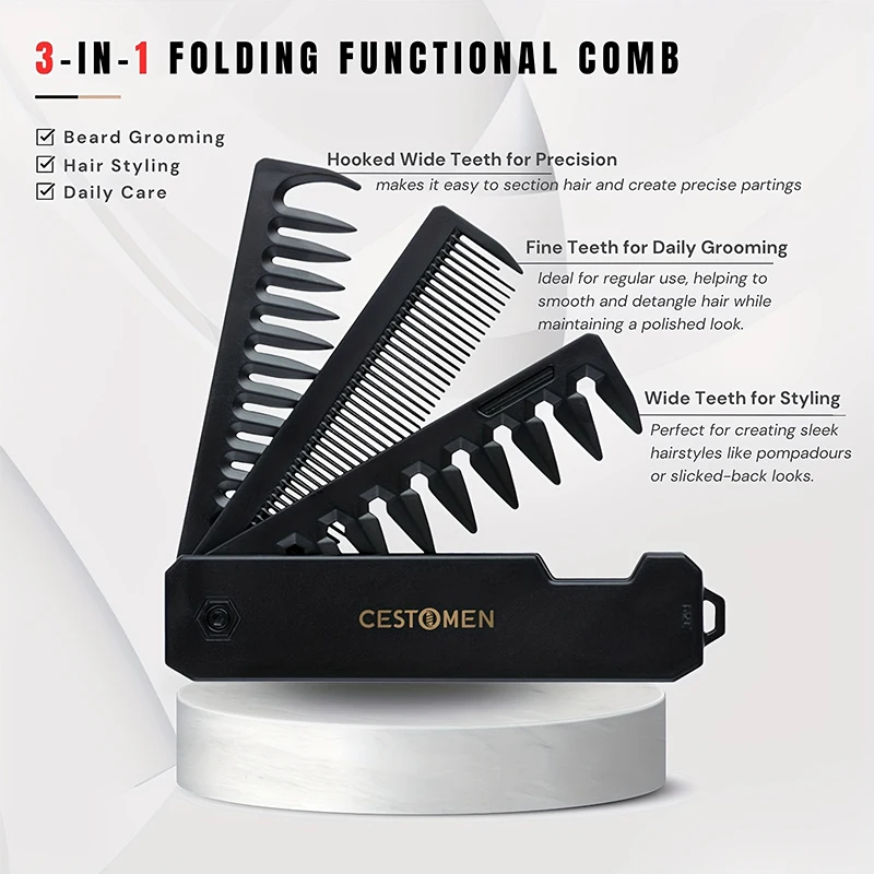 Peine de barba plegable 3 en 1 - Mens Grooming Kit Gift reseña y precio