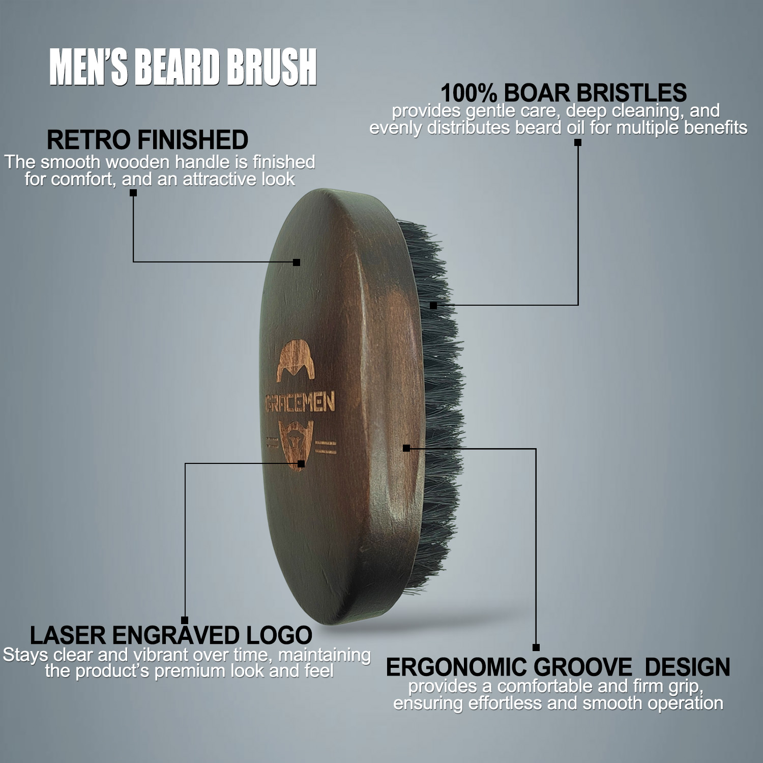 Kit de barba Gracemen: cepillo - Mens Grooming Kit Gift reseña y precio